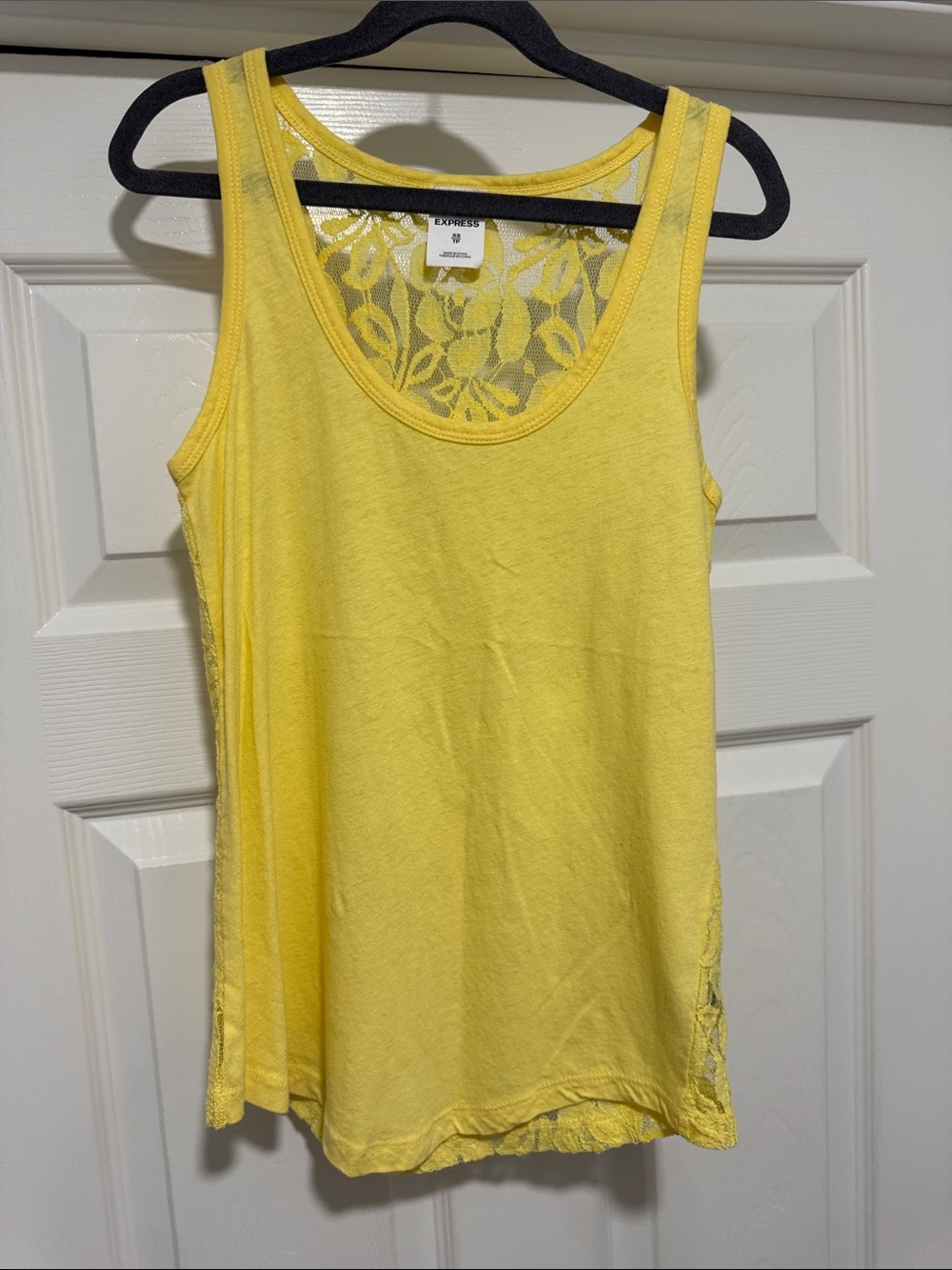 Express Yellow Lace-Back Tank Top